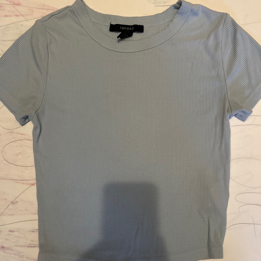 Forever 21 blue ribbed shirt